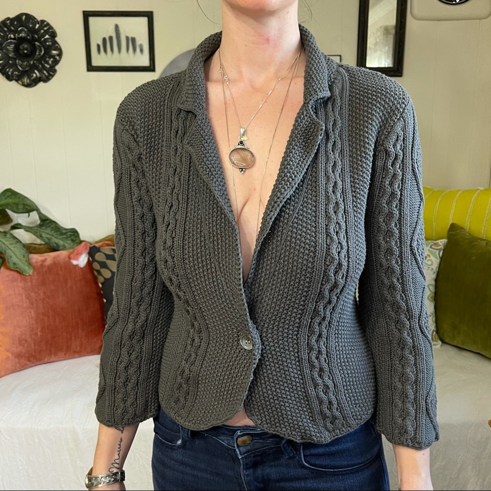 Lisli cable knit Gray button up cardigan size 4